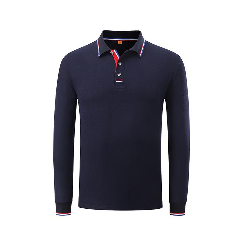 POLO-Shirt Herren- und Damen-Arbeitskleidung Langarm-T-Shirt Einfarbig Revers Baumwolle Einfarbiges T-Shirt Frühling und Herbst 4XL navy blau von Joom DACH