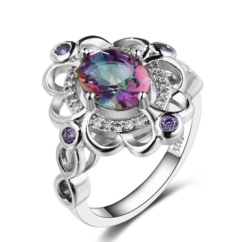 POMOiii Echt Mystic Regenbogen Zirkon Ring Amethyst Verlobungsringe Für Frauen Weibliche Original Edlen Schmuck 10 von Joom DACH