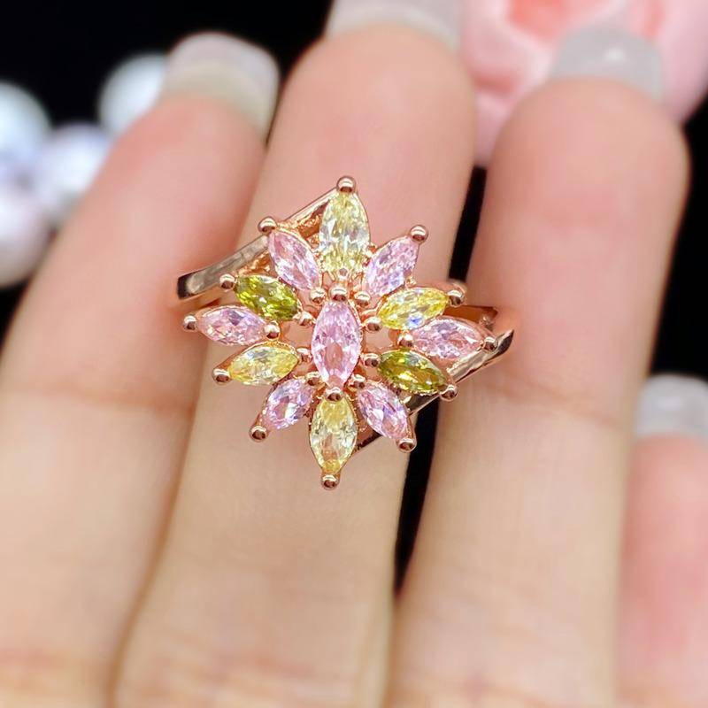 POMOiii Ehering für Damen, modisch, Blumenform, Öffnung, zarte Ringe, romantisches Mädchen-Zubehör, Jubiläumsgeschenk, Trend-Schmuck rose gold von Joom DACH