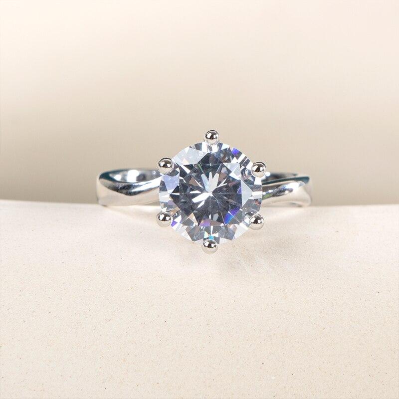 POMOiii Klassischer Damen-Ehering mit 10 mm weißem Kubikzircon-Stein, hochwertige, elegante Statement-weibliche Fingerringe 10 weiß von Joom DACH