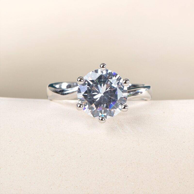 POMOiii Klassischer Damen-Ehering mit 10 mm weißem Kubikzircon-Stein, hochwertige, elegante Statement-weibliche Fingerringe 10 weiß von Joom DACH