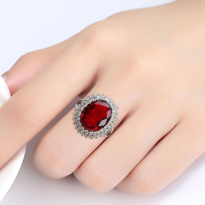POMOiii Luxus Blume Oval Geformt Blau Serie Stein Frauen Ringe Einfache Zubehör Verlobungsring Für Frauen Schmuck 10 rot von Joom DACH