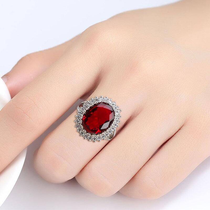 POMOiii Luxus Blume Oval Geformt Blau Serie Stein Frauen Ringe Einfache Zubehör Verlobungsring Für Frauen Schmuck 10 rot von Joom DACH