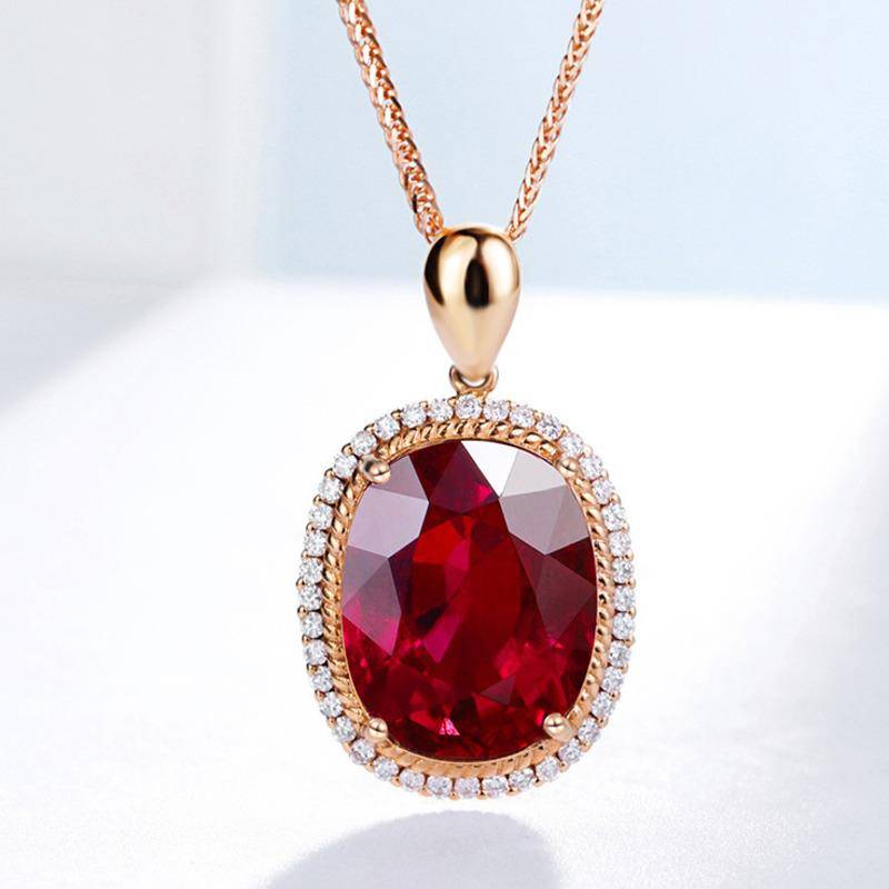 POMOiii Neue Große Oval Rot Form Farbe Schatz Rose Gold Anhänger Für Frauen Charme Hochzeit Edlen Schmuck Neue Trendy von Joom DACH