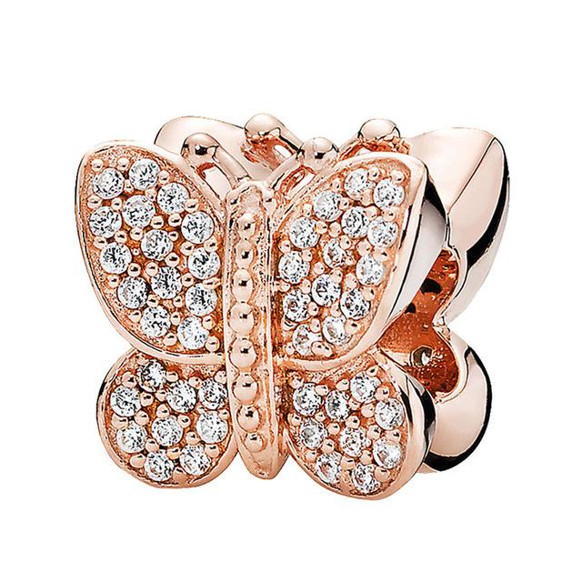 POMOiii Neue Rose Gold Liebhaber Ist Für Immer Schmetterling Runde Diy Bead Fit Original Charms Silber 925 Armband Für Mädchen mode Schmuck von Joom DACH