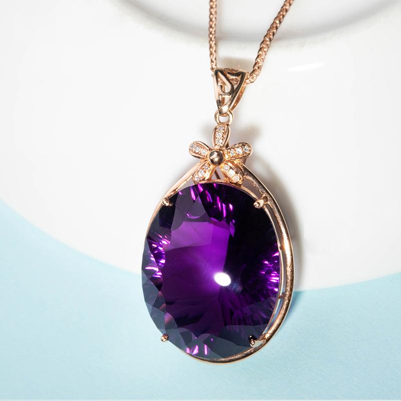 POMOiii Neue Temperament Oval Anhänger Halskette Vintage Zubehör Frauen für Party Geschenk Eleganten Schmuck violett von Joom DACH