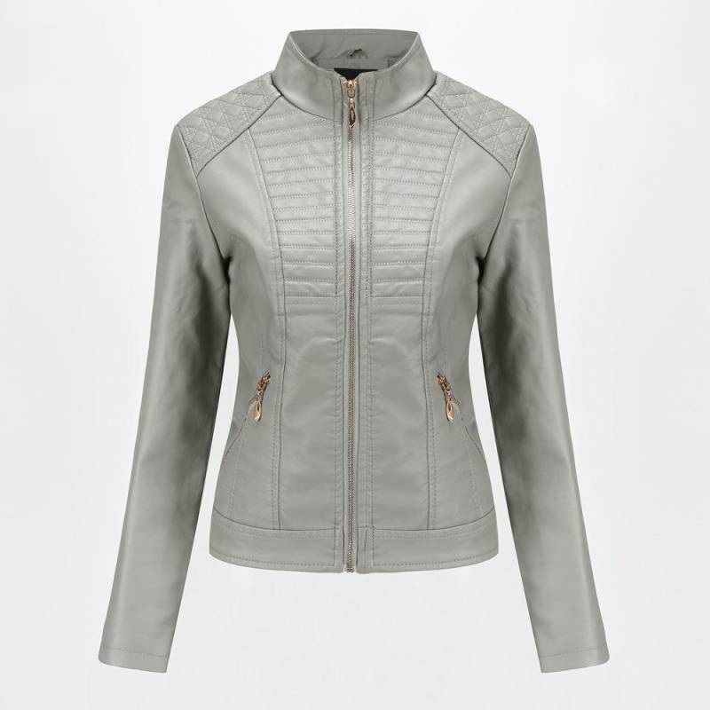 PU Damen Lederjacke Damen Lederjacke Lässiger Frühlings- und Herbstmantel L von Joom DACH