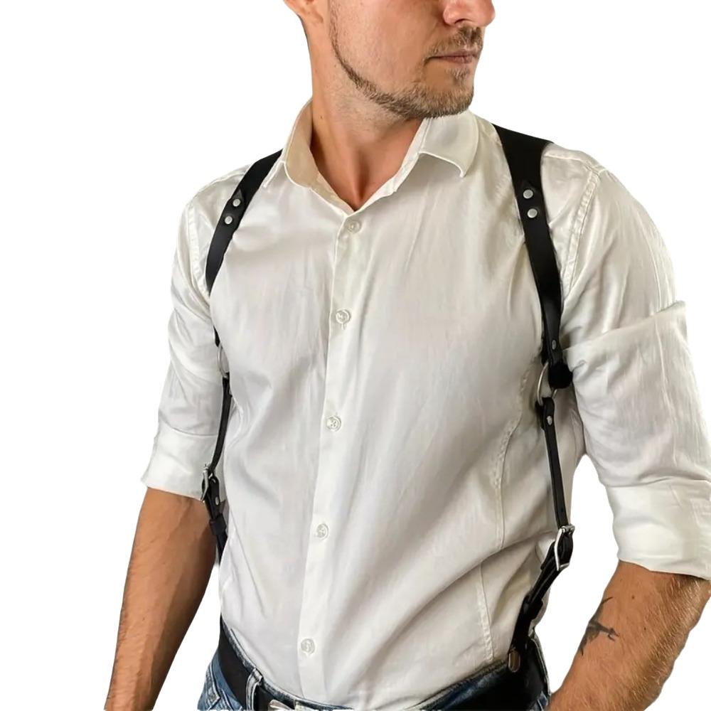 PU Herren Korsett Hosenträger Punk Body Harness Bekleidungszubehör Trendy Leder Harness Weste Mann schwarz von Joom DACH