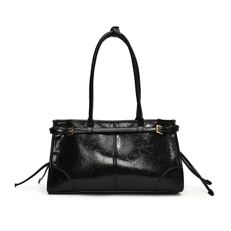 PU Leder Unterarm Taschen Dame Schulter Tasche für Frauen 2024 Winter Neue Mode Y2K Tragetaschen Retro Handtaschen und Geldbörsen Small schwarz von Joom DACH