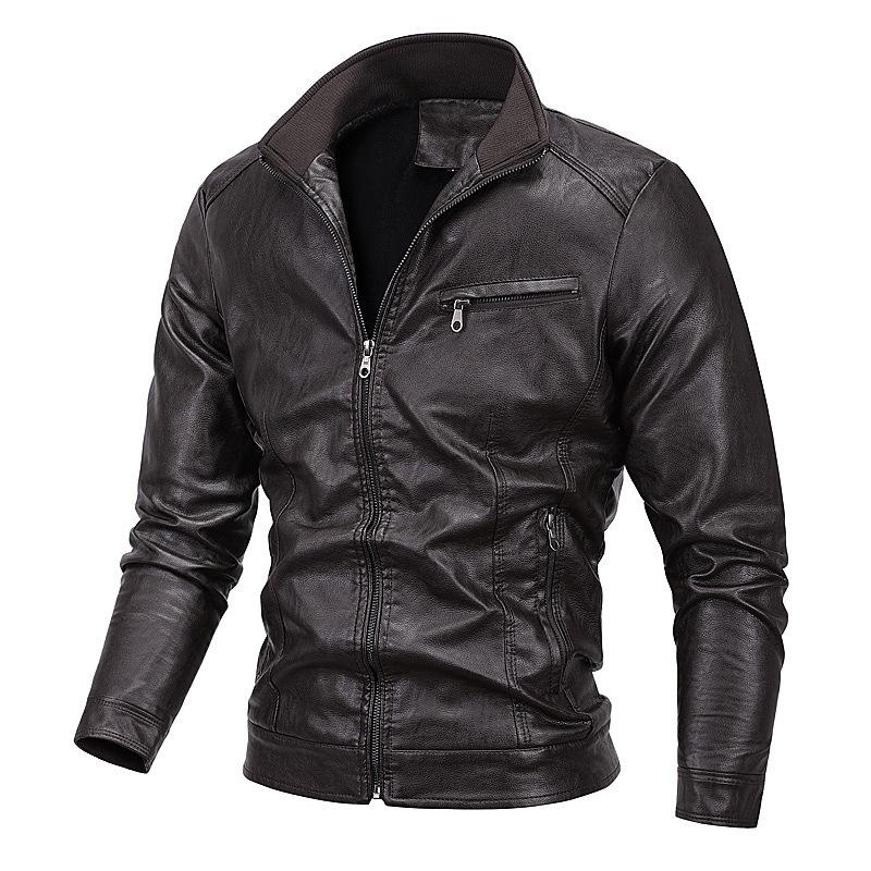 PU Lederjacke Herbst und Winter Neue Herren Motorrad Fleece Lederjacke Jugend Casual Übergröße Jacke Jacke 4XL von Joom DACH