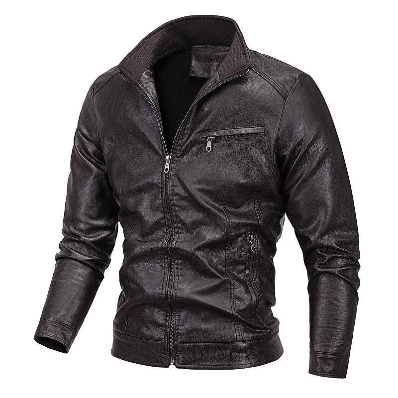 PU Lederjacke Herbst und Winter Neue Herren Motorrad Fleece Lederjacke Jugend Casual Übergröße Jacke Jacke 4XL von Joom DACH