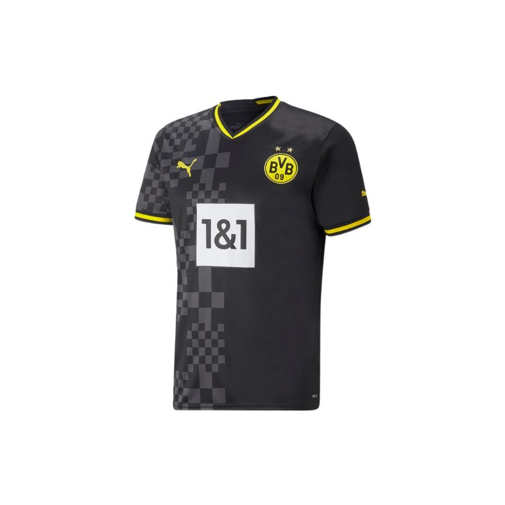 PUMA Logo Print V-Ausschnitt Kurzarm Fußballtrikot, Dortmund Auswärts Fan Edition Herren Oberteile Schwarz 765884-02 M von Joom DACH
