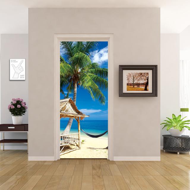 PVC Home Decor Eingang Tür Aufkleber Bad Dusche Zimmer Schlafzimmer Selbstklebende Fototapete Renovierung Landschaft Poster Wasserdicht 40x120cm(1 piece) von Joom DACH