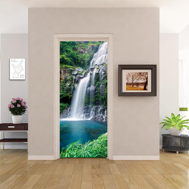 PVC Home Decor Eingang Tür Aufkleber Bad Dusche Zimmer Schlafzimmer Selbstklebende Fototapete Renovierung Landschaft Poster Wasserdicht 77x200cm(cut 2pcs) von Joom DACH