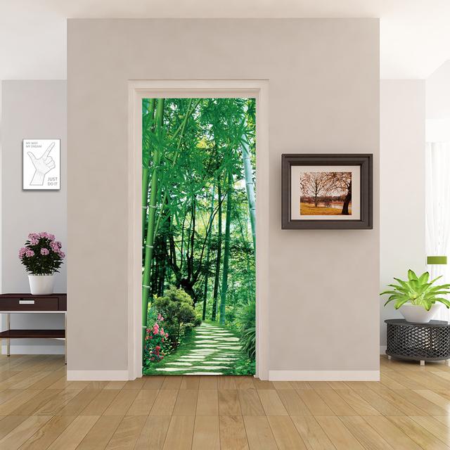 PVC Home Decor Eingang Tür Aufkleber Bad Dusche Zimmer Schlafzimmer Selbstklebende Fototapete Renovierung Landschaft Poster Wasserdicht 77x200cm(cut 2pcs) von Joom DACH