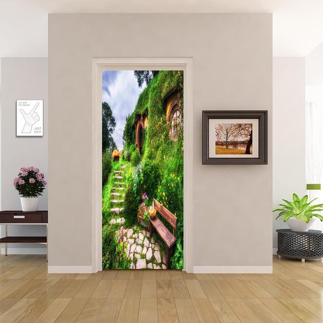 PVC Home Decor Eingang Tür Aufkleber Bad Dusche Zimmer Schlafzimmer Selbstklebende Fototapete Renovierung Landschaft Poster Wasserdicht 77x200cm(cut 2pcs) von Joom DACH