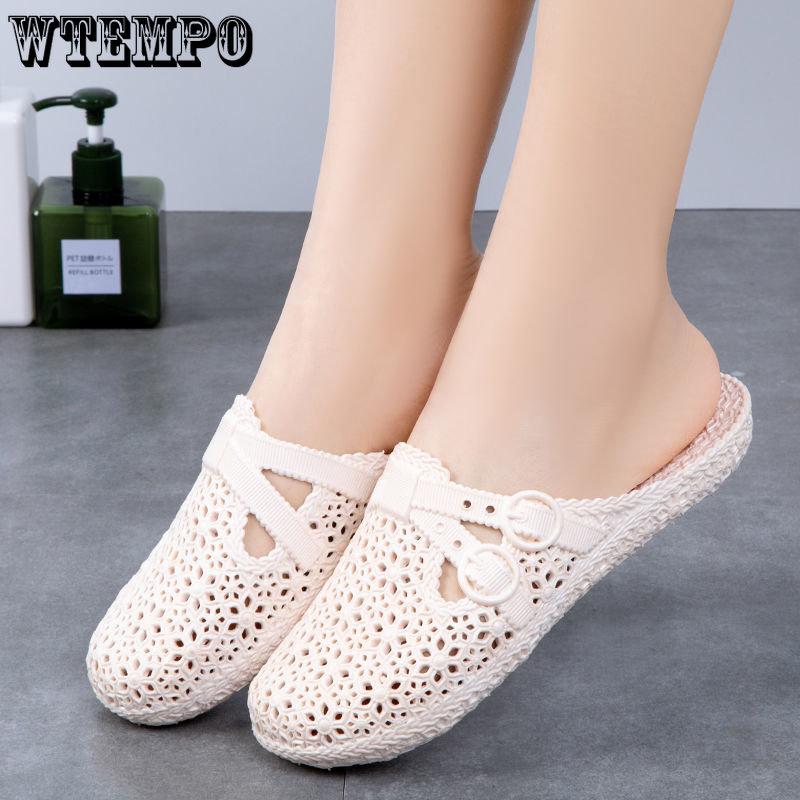 PVC-Slides Damen-Oberbekleidung, löchrige Schuhe, Sommer-Sandalen mit weicher Sohle, dicker Sohle, für das Badezimmer zu Hause, Slipper mit hohlen, umwickelten Zehen, Flip-Flops für den Strand im Freien 41 elfenbein von Joom DACH