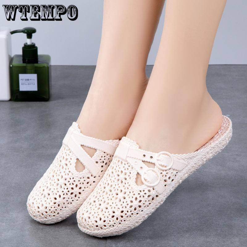 PVC-Slides Damen-Oberbekleidung, löchrige Schuhe, Sommer-Sandalen mit weicher Sohle, dicker Sohle, für das Badezimmer zu Hause, Slipper mit hohlen, umwickelten Zehen, Flip-Flops für den Strand im Freien 41 elfenbein von Joom DACH