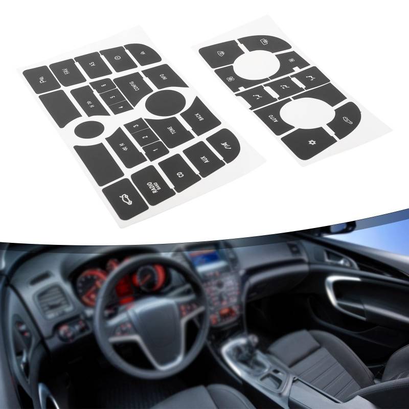 PVC-schwarzes Auto-Armaturenbrett-CD-Radio-Audio-Knopf-Aufkleber-Set für OPEL ASTRA J von Joom DACH