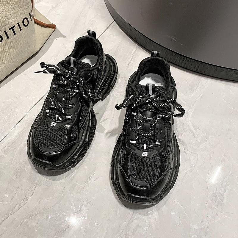 Paar Paris Daddy Schuhe Damen Frühjahr Neue Trendy Nische Casual Sport Laufschuhe Männer 44 schwarz von Joom DACH