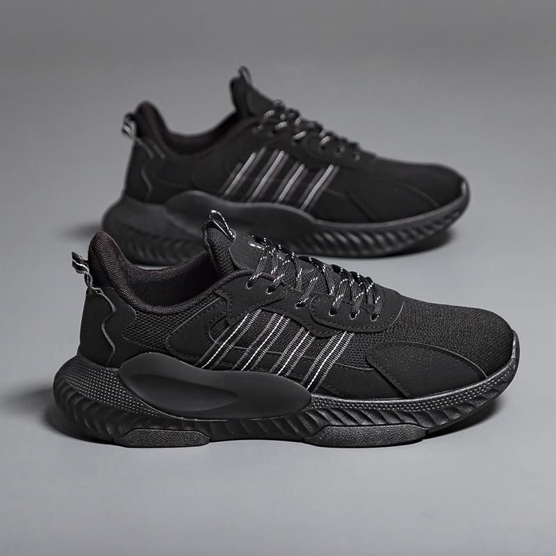 Paare mit den gleichen alten Schuhen Damen Frühling Neue atmungsaktive Mesh-Laufschuhe mit dicker Sohle 44 schwarz von Joom DACH