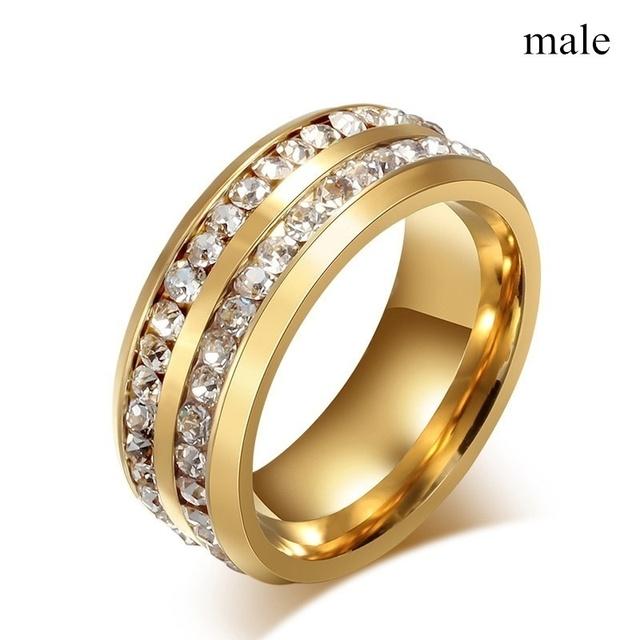 Paarring - Modische Eheringe mit Zirkonia in Gold - Farbe Romantischer Jahrestag Männer/Frauen Ring Schmuck Accessoires Liebhaber 13 von Joom DACH