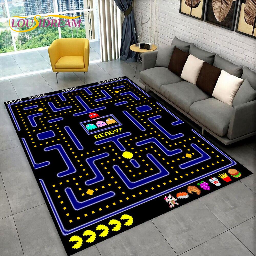 Pacman Retro Classics Game Gamer Bereich Teppich, Teppich Teppich für Zuhause Wohnzimmer Kinder Schlafzimmer Sofa Fußmatte Dekor, rutschfeste Bodenmatte 100cm x 120cm von Joom DACH