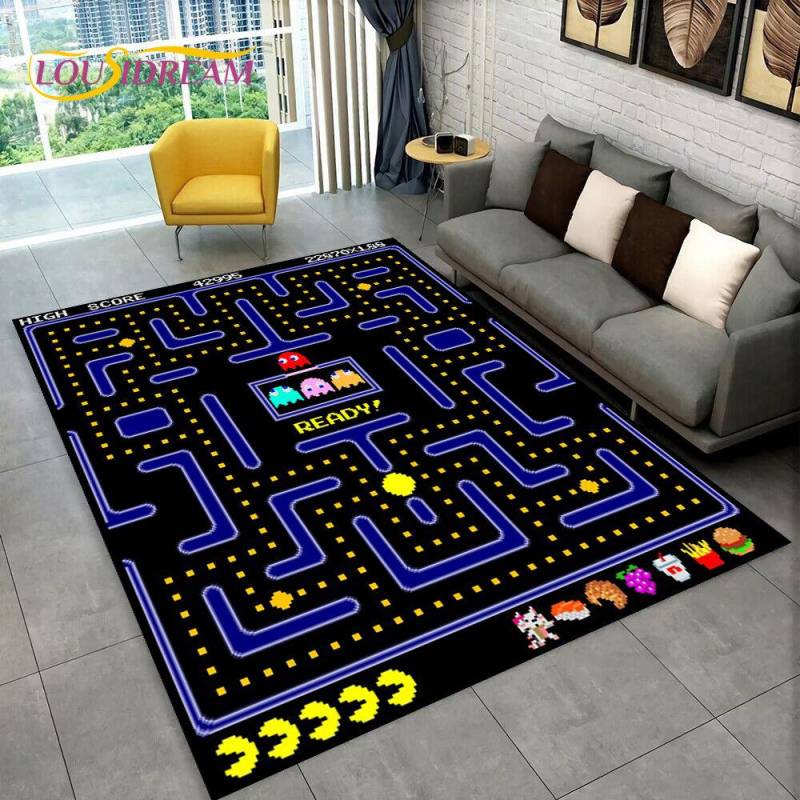 Pacman Retro Classics Game Gamer Bereich Teppich, Teppich Teppich für Zuhause Wohnzimmer Kinder Schlafzimmer Sofa Fußmatte Dekor, rutschfeste Bodenmatte 40cm x 60cm von Joom DACH