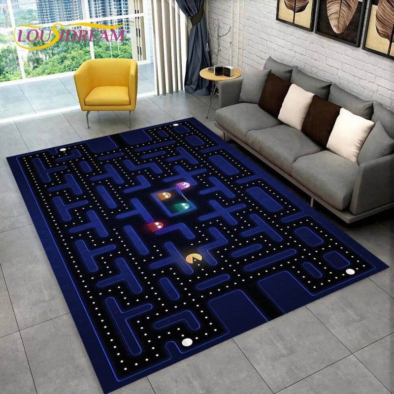 Pacman Retro Classics Game Gamer Bereich Teppich, Teppich Teppich für Zuhause Wohnzimmer Kinder Schlafzimmer Sofa Fußmatte Dekor, rutschfeste Bodenmatte 40cm x 60cm von Joom DACH