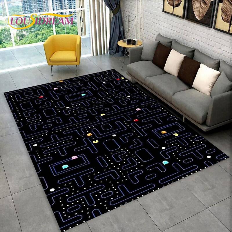 Pacman Retro Classics Game Gamer Bereich Teppich, Teppich Teppich für Zuhause Wohnzimmer Kinder Schlafzimmer Sofa Fußmatte Dekor, rutschfeste Bodenmatte 40cm x 60cm von Joom DACH