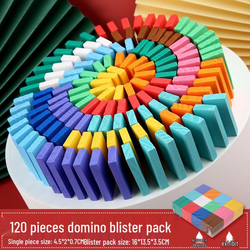 Pädagogisches Holz-Domino-Set für Kinder & Erwachsene - Großformatiges Baustein-Spielzeug von Joom DACH