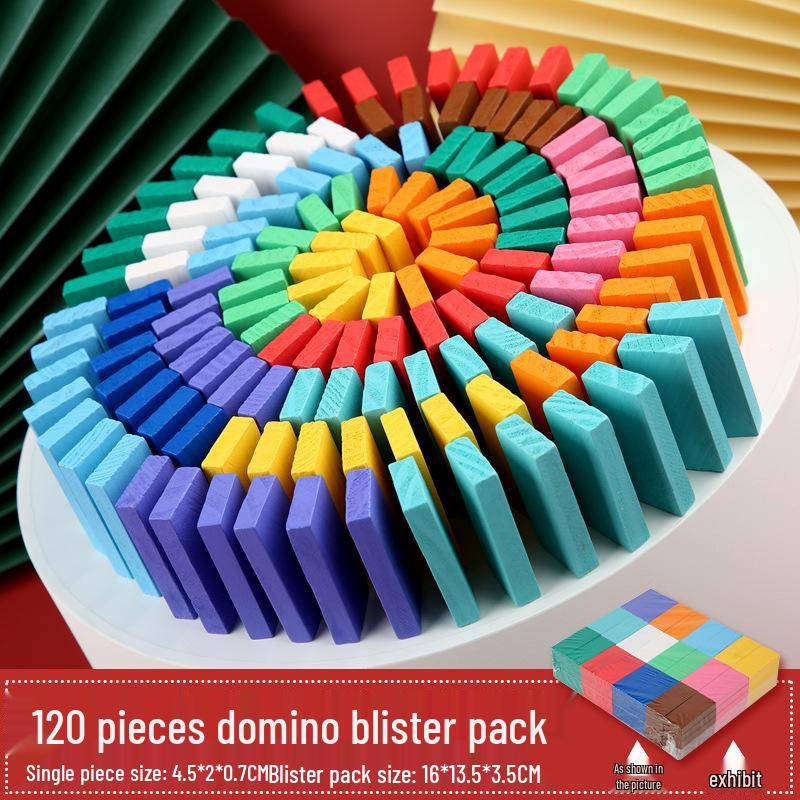 Pädagogisches Holz-Domino-Set für Kinder & Erwachsene - Großformatiges Baustein-Spielzeug von Joom DACH