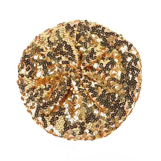 Pailletten-Baskenmütze für Damen, funkelnder Bühneneffekt, ohne Krempe, flache Oberseite, einfarbig, Partys, Auftritte, Kopfbedeckung, Damenmütze gelb von Joom DACH