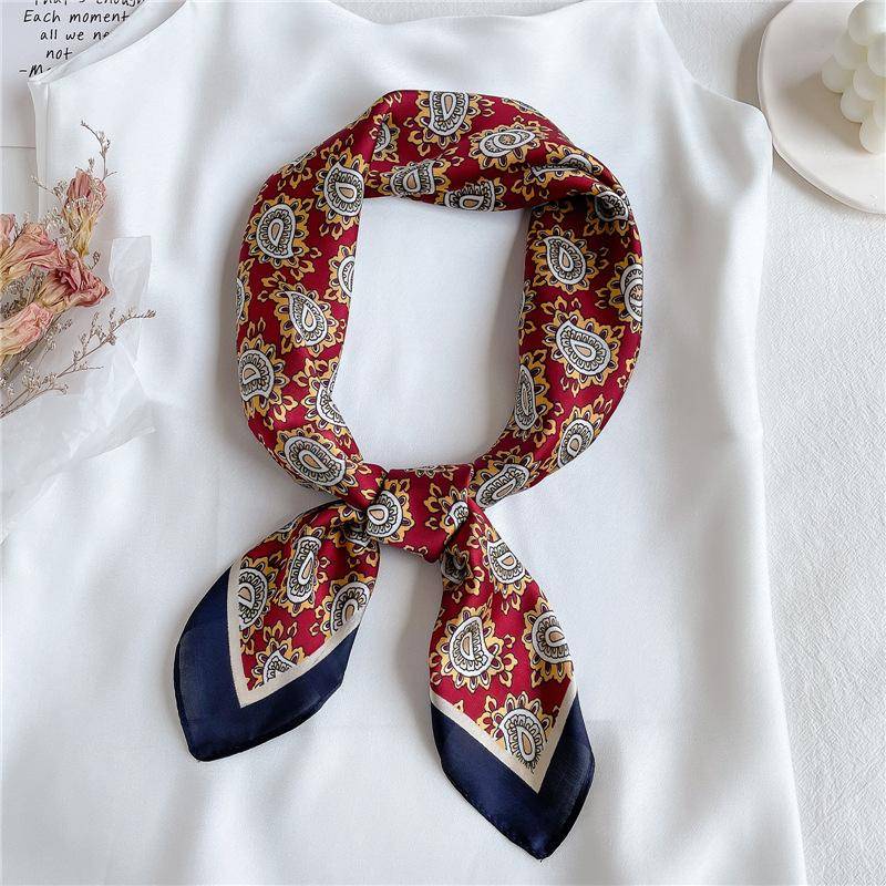 Paisley-Druck, Halstuch, Taschenschals, Damen, 70 x 70 cm, kleine Tücher, Wickeltücher, Satin-Halstücher für Damen von Joom DACH