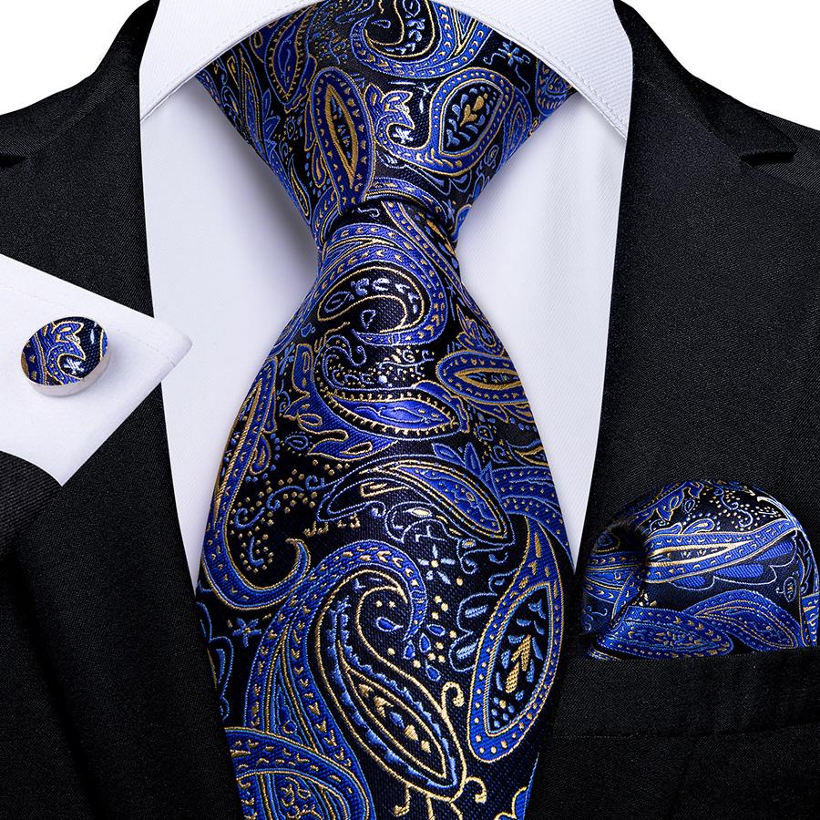 Paisley-Krawatten-Set aus Seiden-Jacquard, gewebte Krawatte, Hnaky-Manschettenknöpfe für Herren-Business-Accessoires, Dibangu N-1447 von Joom DACH