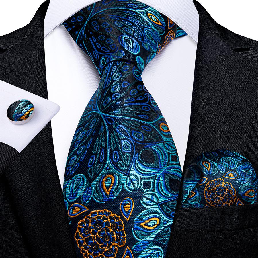 Paisley-Krawatten-Set aus Seiden-Jacquard, gewebte Krawatte, Hnaky-Manschettenknöpfe für Herren-Business-Accessoires, Dibangu N-1593 von Joom DACH