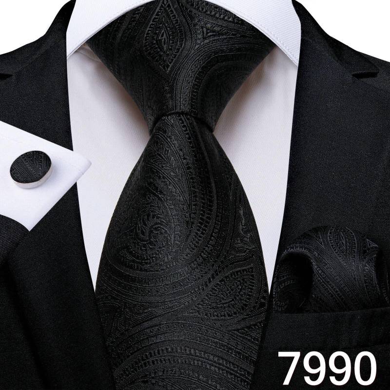 Paisley-Krawatten-Set aus Seiden-Jacquard, gewebte Krawatte, Hnaky-Manschettenknöpfe für Herren-Business-Accessoires, Dibangu N-7990 von Joom DACH