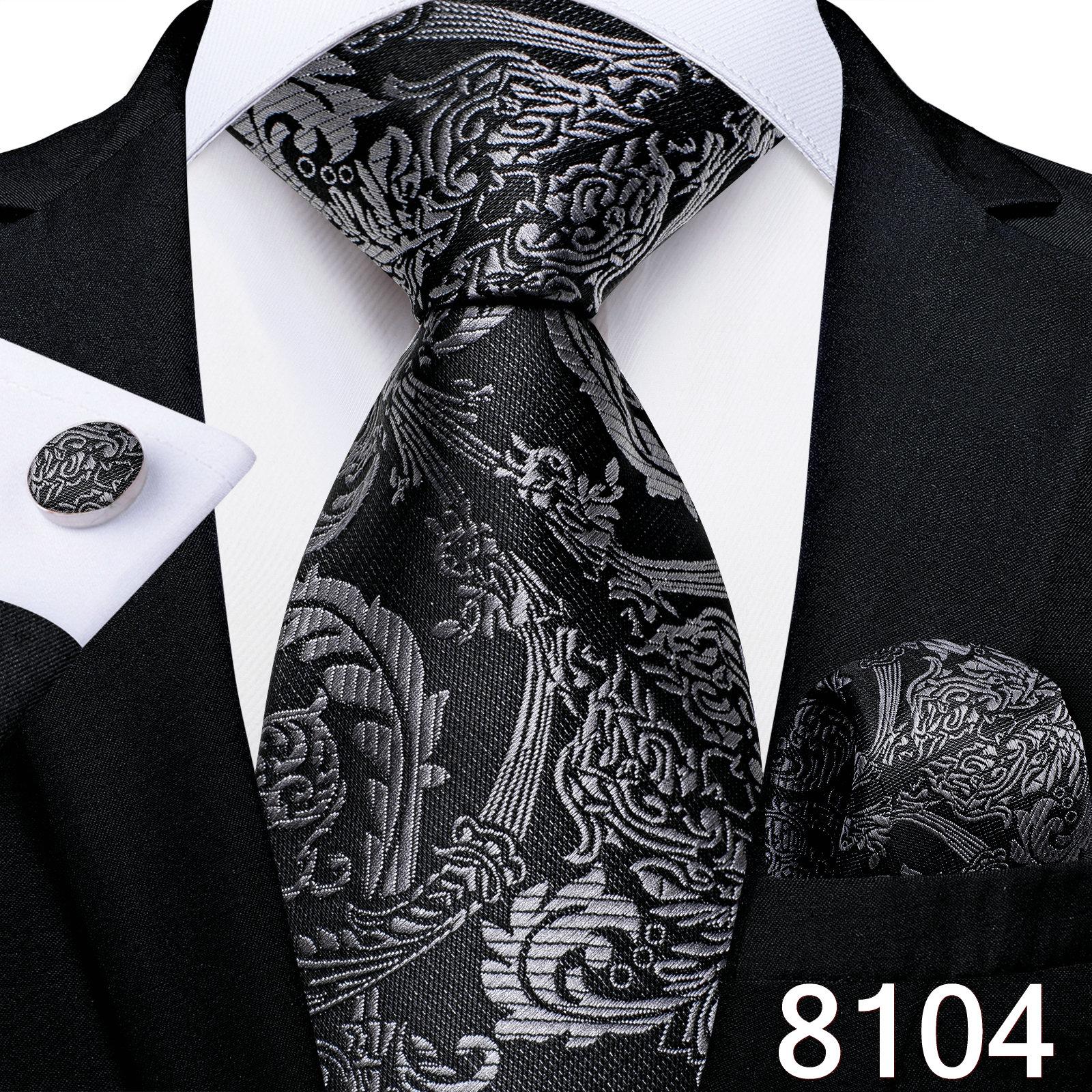 Paisley-Krawatten-Set aus Seiden-Jacquard, gewebte Krawatte, Hnaky-Manschettenknöpfe für Herren-Business-Accessoires, Dibangu N-8104 von Joom DACH