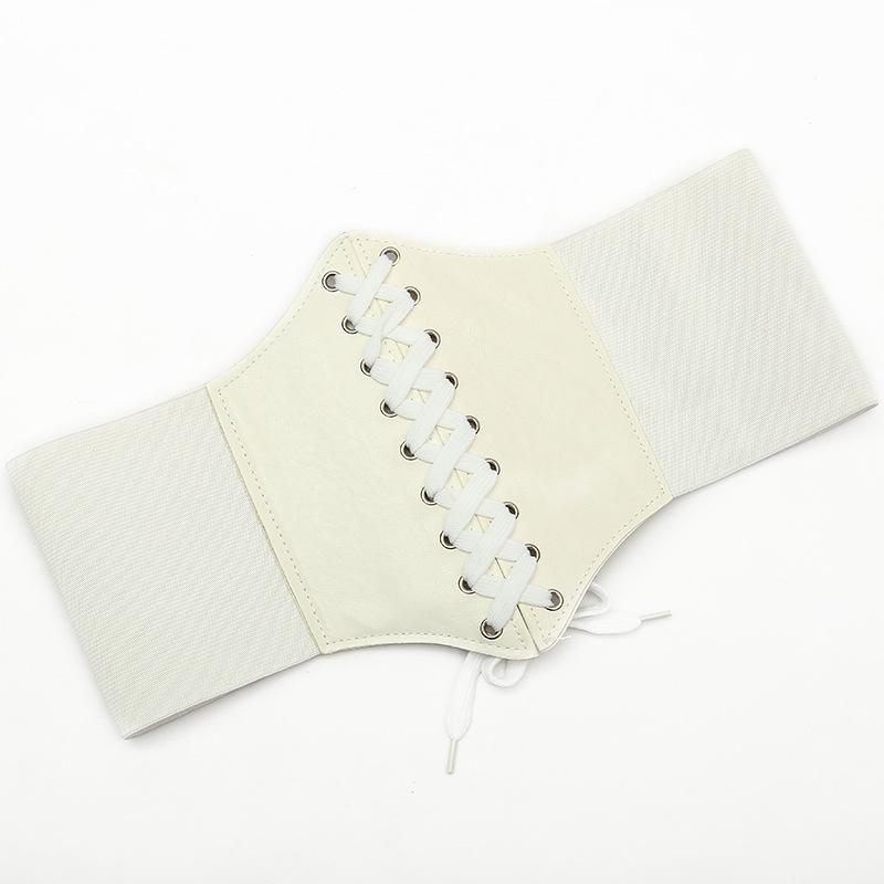 Palace Style Damen Korsett Breiter Gürtel Kunstleder Elastischer Schlanker Taillengürtel Frauen Elastischer Bund Form Korsett Kleid Zubehör weiß von Joom DACH