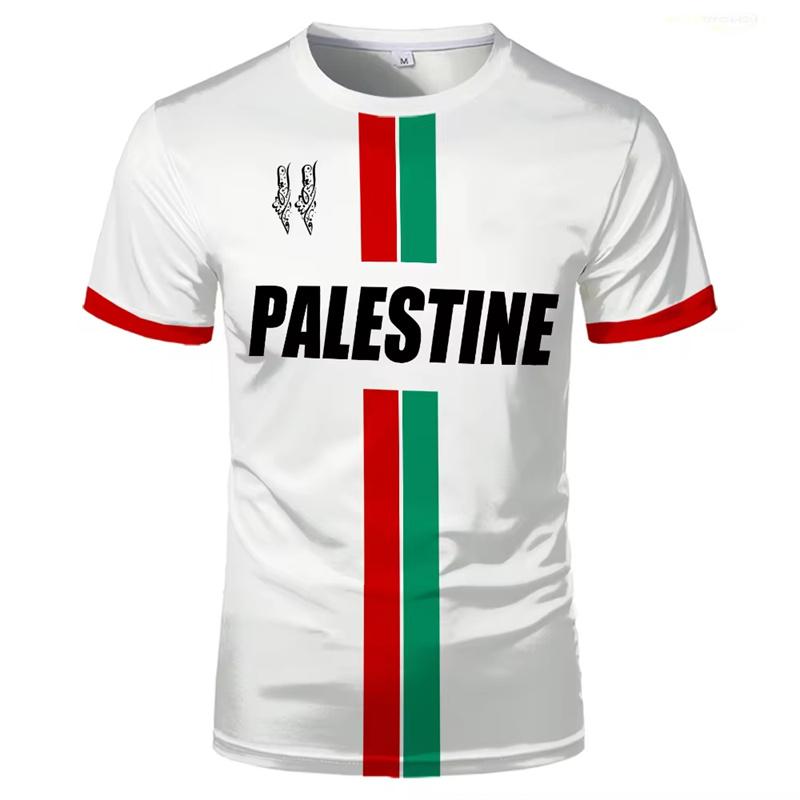 Palästina-Fußball-T-Shirts, Sommermode, kurzärmelig, 3D-gedruckte T-Shirts mit palästinensischer Flagge, lässiger Rundhalsausschnitt, lockere Herren-Oberteile M von Joom DACH