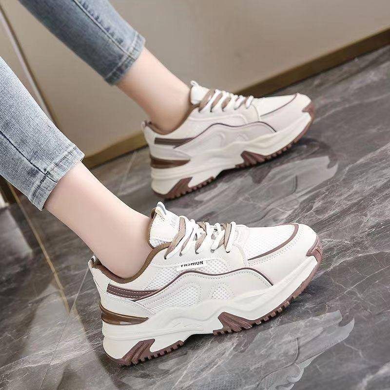 Papa-Schuhe Damen Frühling Mesh Atmungsaktive All-Match-Laufschuhe Neue rutschfeste Junior High School Student Freizeit Sportschuhe 40 von Joom DACH