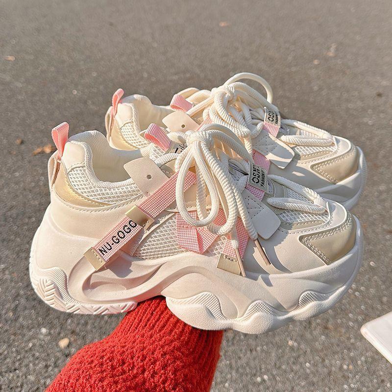 Papa Schuhe Damen Frühling und Herbst Neue Plattform Muffin Schuhe Erhöhung Freizeitschuhe Ins Vier Jahreszeiten Können Tragen Sportschuhe 39 rosa von Joom DACH