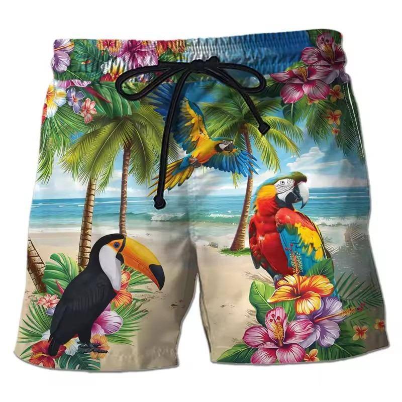 Papagei 3D-gedruckte kurze Hose für Herren Kleidung Hawaiianischer Tukan Badeshorts Hawaiianischer Vogel Boardshorts Ramphastidae Bermudas L von Joom DACH