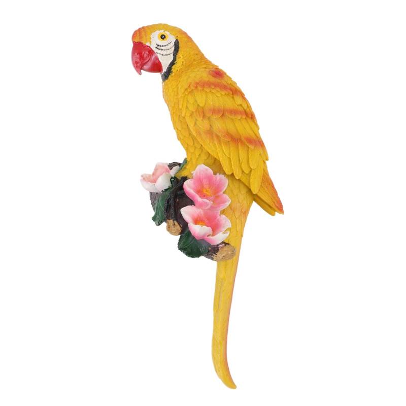 Papagei Skulptur Harz Vogel Figur Halbgesicht Hängende Skulptur für Wand Baum Wohnzimmer Balkon gelb von Joom DACH