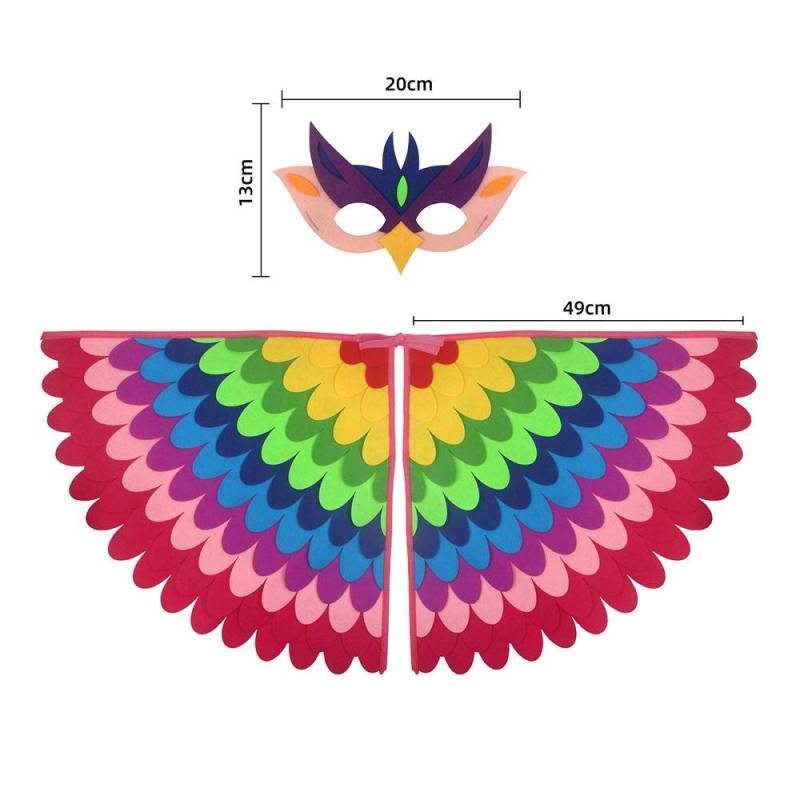 Papagei Vogel Tier Vogel Flügel + Maske Anzug Pfau Eule Filz Geflügelten Mantel Mädchen Jungen Filz Cape 2 von Joom DACH
