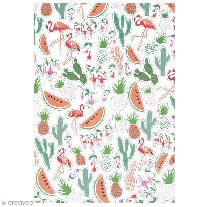 Papier Paper patch Tropical Spring - Ananas cactus et pastèques - 30 x 40 cm von Joom DACH