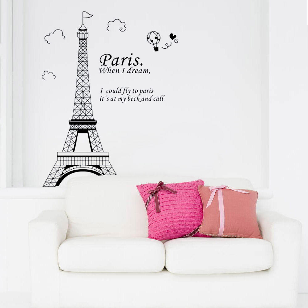 Paris Eiffelturm DIY Wandaufkleber Kunst Dekor Wandbild Zimmer Aufkleber Vinyl Neu schwarz von Joom DACH