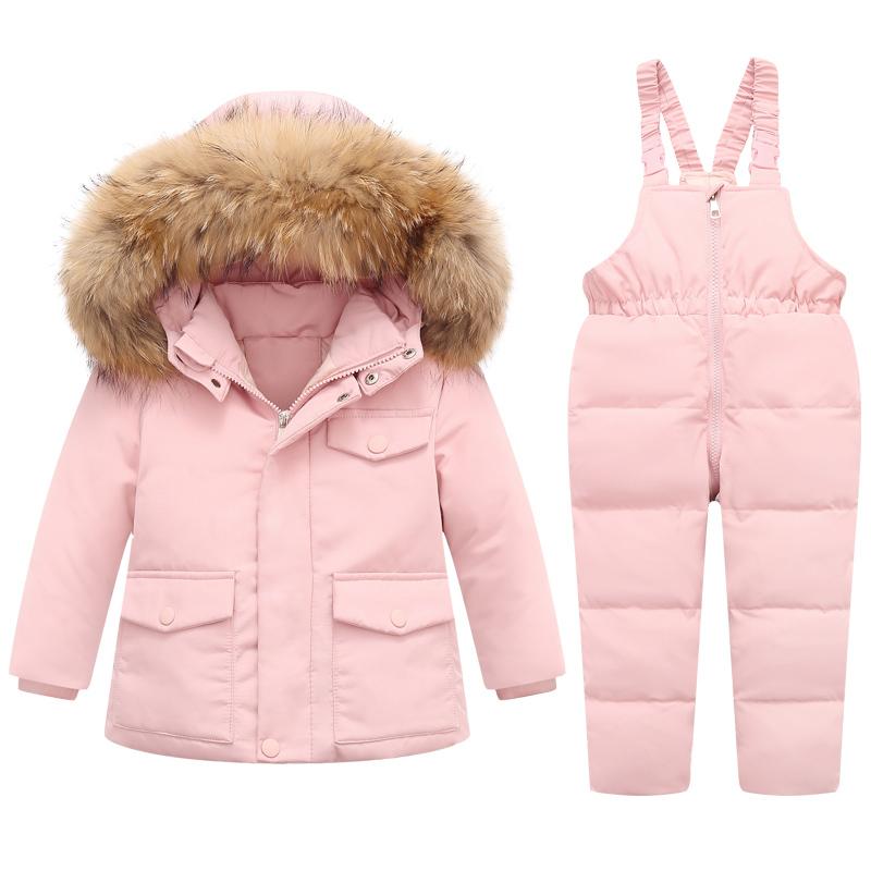 Parka Mit Kapuze Junge Baby Overalls Winter Unten Jacke Warme Kinder Mantel Kind Schneeanzug Schnee Kleinkind Mädchen Kleidung Kleidung Set 110cm rosa von Joom DACH