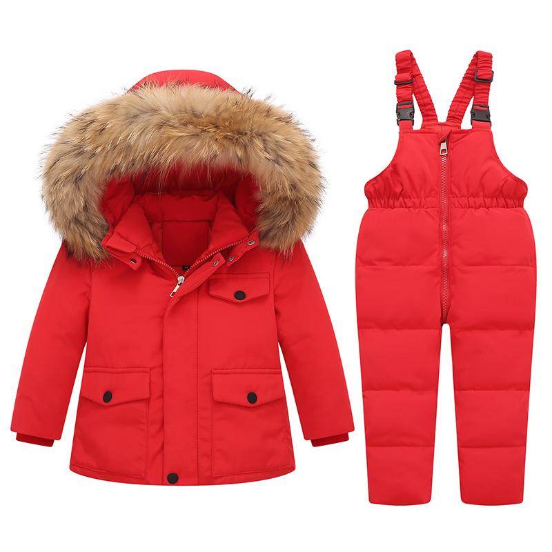 Parka Mit Kapuze Junge Baby Overalls Winter Unten Jacke Warme Kinder Mantel Kind Schneeanzug Schnee Kleinkind Mädchen Kleidung Kleidung Set 90cm rot von Joom DACH