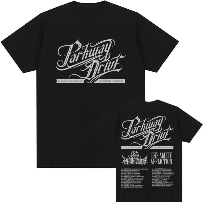 Parkway Drive 20-jähriges Jubiläum Europatour 2025 T-Shirt Baumwolle Kurzarm Mode Herren T-Shirts Unisex Streetwear Print T-Shirt XL von Joom DACH